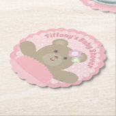 Dessous-de-verre En Papier C'est une fille mignonne Bear Cub Élégant Baby sho (Incliné)