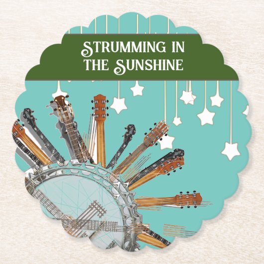 DESSOUS-DE-VERRE EN PAPIER CHAÎNES DE GUITARE AU SOLEIL (Devant)