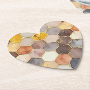 Dessous-de-verre En Papier Champagne Blush au peigne de miel de Glam Abstrait