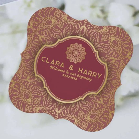 Dessous-de-verre En Papier Champagne gold calligraphy romantic weeding