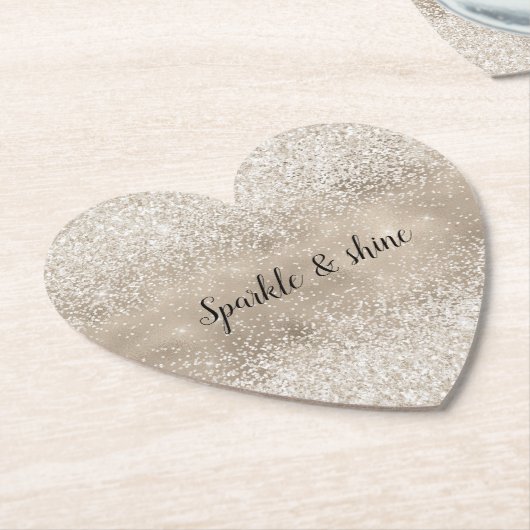 Dessous-de-verre En Papier Champagne Gold White Glitzy Parties scintillant (Incliné)