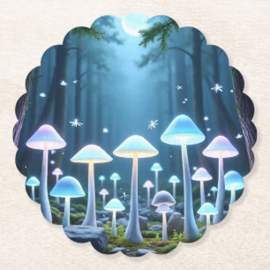 Dessous-de-verre En Papier Champignons mystiques du néon brillant