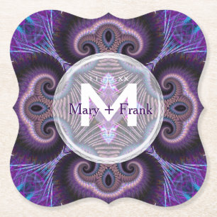 Dessous-de-verre En Papier Champignons violets Mandala Fractals Monogramme