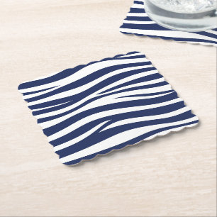 Dessous-de-verre En Papier Chanson de la marine bleu marine vagues fluides
