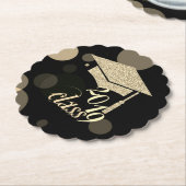 Dessous-de-verre En Papier Chapeau de fin d'études en paillettes dorées éléga (Incliné)