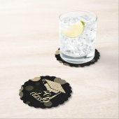 Dessous-de-verre En Papier Chapeau de fin d'études en paillettes dorées éléga (En situation)