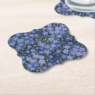 Dessous-de-verre En Papier Charmantes fleurs de pervenche dispersées bleu pro