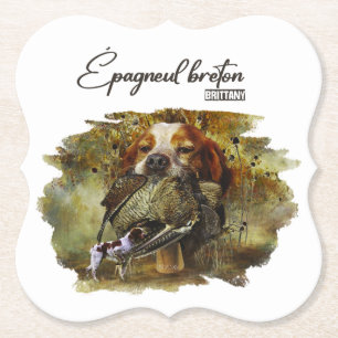 Dessous-de-verre En Papier Chasse à la bécasse avec Bretagne Spaniel