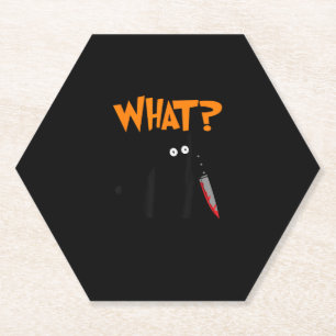 Dessous-de-verre En Papier Chat assassin avec couteau sanglant Ca noir meurtr