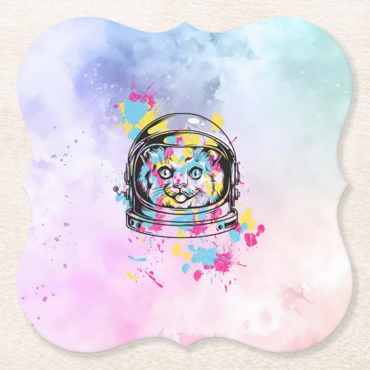 Dessous-de-verre En Papier Chat Astronaute (Devant)