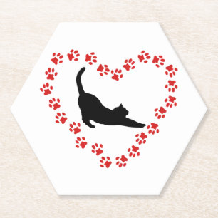 Dessous-de-verre En Papier Chat & Cœur faits de pattes de chat