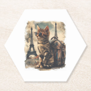 Dessous-de-verre En Papier Chat Compagnon de Voyage