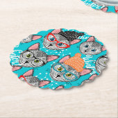 Dessous-de-verre En Papier Chat dans le casquette (Incliné)