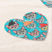 Dessous-de-verre En Papier Chat dans le casquette (Incliné)