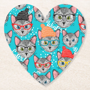 Dessous-de-verre En Papier Chat dans le casquette