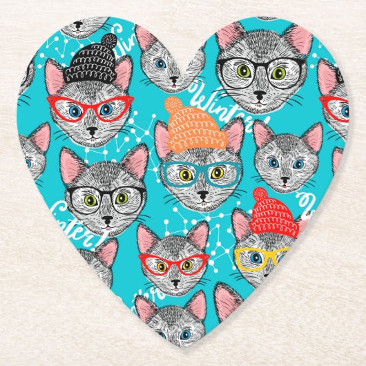 Dessous-de-verre En Papier Chat dans le casquette (Devant)
