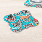 Dessous-de-verre En Papier Chat dans le casquette (Incliné)