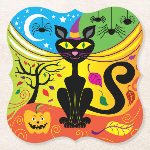 Dessous-de-verre En Papier Chat de brise effrayant