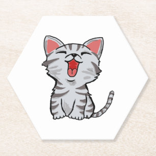 Dessous-de-verre En Papier chat de dessin animé gris chat dessin animé