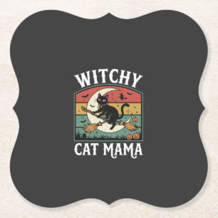 Dessous-de-verre En Papier Chat de Halloween Sorcière Maman