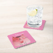 Dessous-de-verre En Papier Chat de viande rose (En situation)