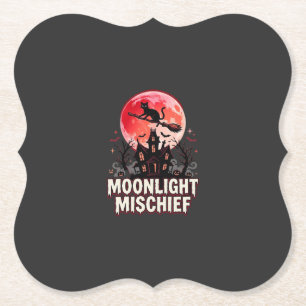 Dessous-de-verre En Papier Chat d'Halloween en lumière de lune