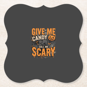 Dessous-de-verre En Papier Chat effrayant Halloween donne-moi des bonbons