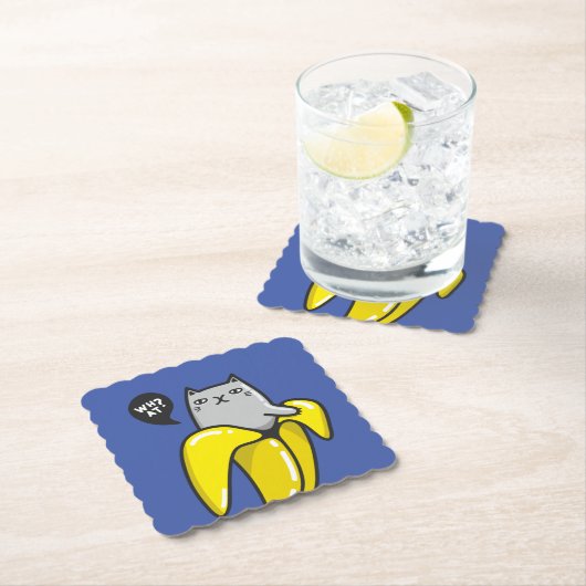 Dessous-de-verre En Papier Chat en banane (En situation)