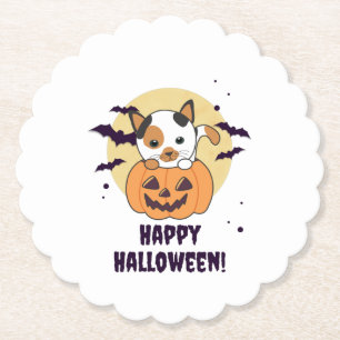 Dessous-de-verre En Papier Chat En Citrouille Chats Doux Joyeux Halloween