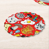 Dessous-de-verre En Papier Chat et oeuf sur le rouge (Incliné)