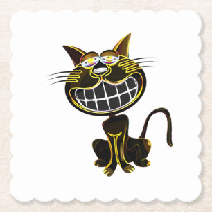 DESSOUS-DE-VERRE EN PAPIER CHAT JAUNE ET NOIR CLAIR