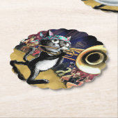 Dessous-de-verre En Papier Chat jouant à Trombone (Incliné)