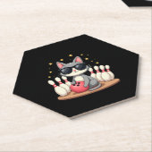 Dessous-de-verre En Papier Chat mignon Avec Lunettes De Soleil Chat Jouer Bow (Incliné)