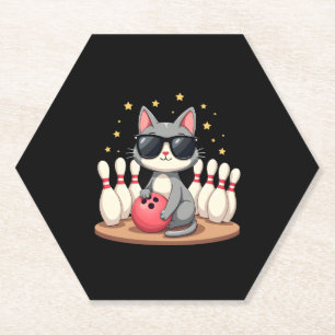 Dessous-de-verre En Papier Chat mignon Avec Lunettes De Soleil Chat Jouer Bow