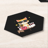 Dessous-de-verre En Papier Chat mignon Avec Lunettes De Soleil Chat Jouer Bow (Incliné)