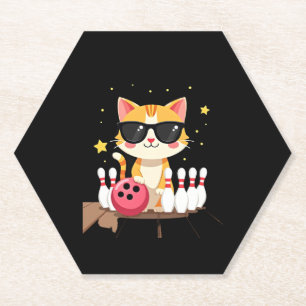 Dessous-de-verre En Papier Chat mignon Avec Lunettes De Soleil Chat Jouer Bow
