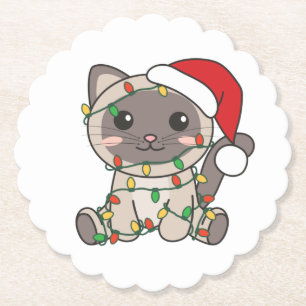 Dessous-de-verre En Papier Chat Noël Animaux d'hiver Chats