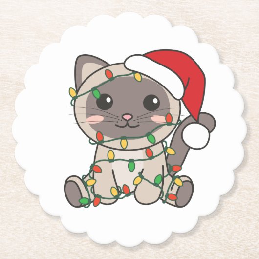 Dessous-de-verre En Papier Chat Noël Animaux d'hiver Chats (Devant)