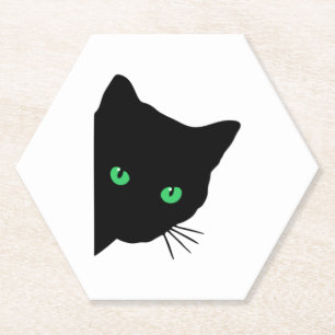 Dessous-de-verre En Papier chat noir aux yeux verts