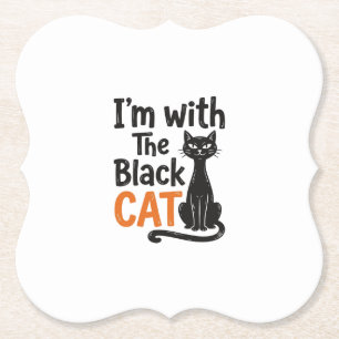 Dessous-de-verre En Papier Chat noir drôle gravure vintage Halloween Design