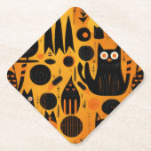 Dessous-de-verre En Papier Chat noir Halloween Abstrait (Devant)
