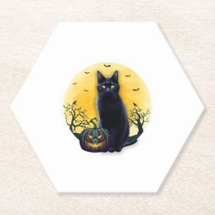 Dessous-de-verre En Papier Chat Noir Halloween Costume Citrouille Pour Femmes