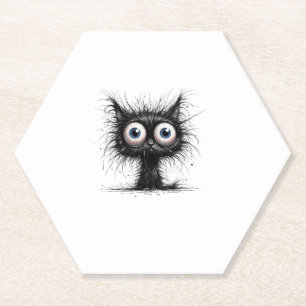 Dessous-de-verre En Papier Chat noir Halloween Costume fête drôle Chat effray