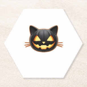 Dessous-de-verre En Papier Chat noir Jack o'Lantern Emoji T-shirt classique