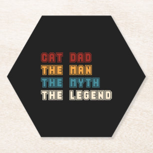 Dessous-de-verre En Papier Chat Papa L'Homme Le Mythe La Légende T-shirt Père