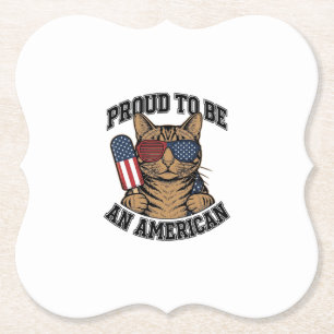 Dessous-de-verre En Papier Chat patriotique fier d'être américain vecteur vin