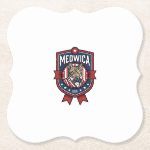 Dessous-de-verre En Papier Chat patriotique vintage Meowica USA Conception de