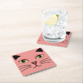 Dessous-de-verre En Papier Chat Rétro Rose (En situation)