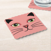 Dessous-de-verre En Papier Chat Rétro Rose (Incliné)