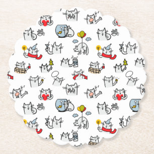 Dessous-de-verre En Papier Chats amusants, lait et magie.